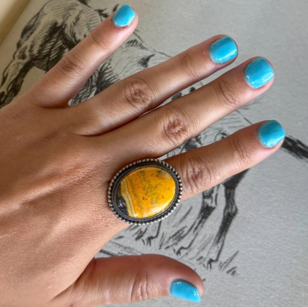 Sunray Adjustable Bumblebee Jasper Ring